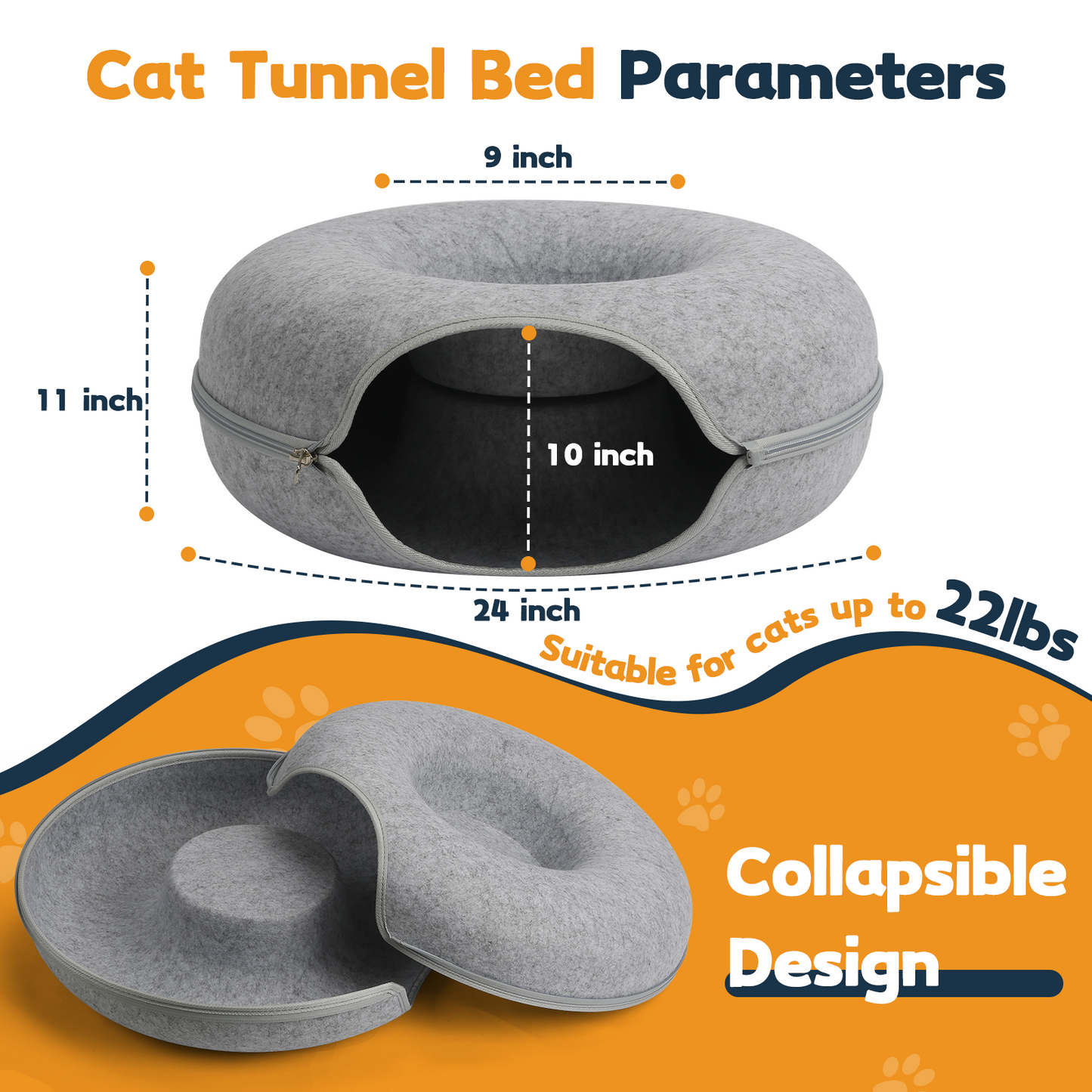 AOSION Peekaboo Cat Cave,Cat Donut Bed With Pet Blanket