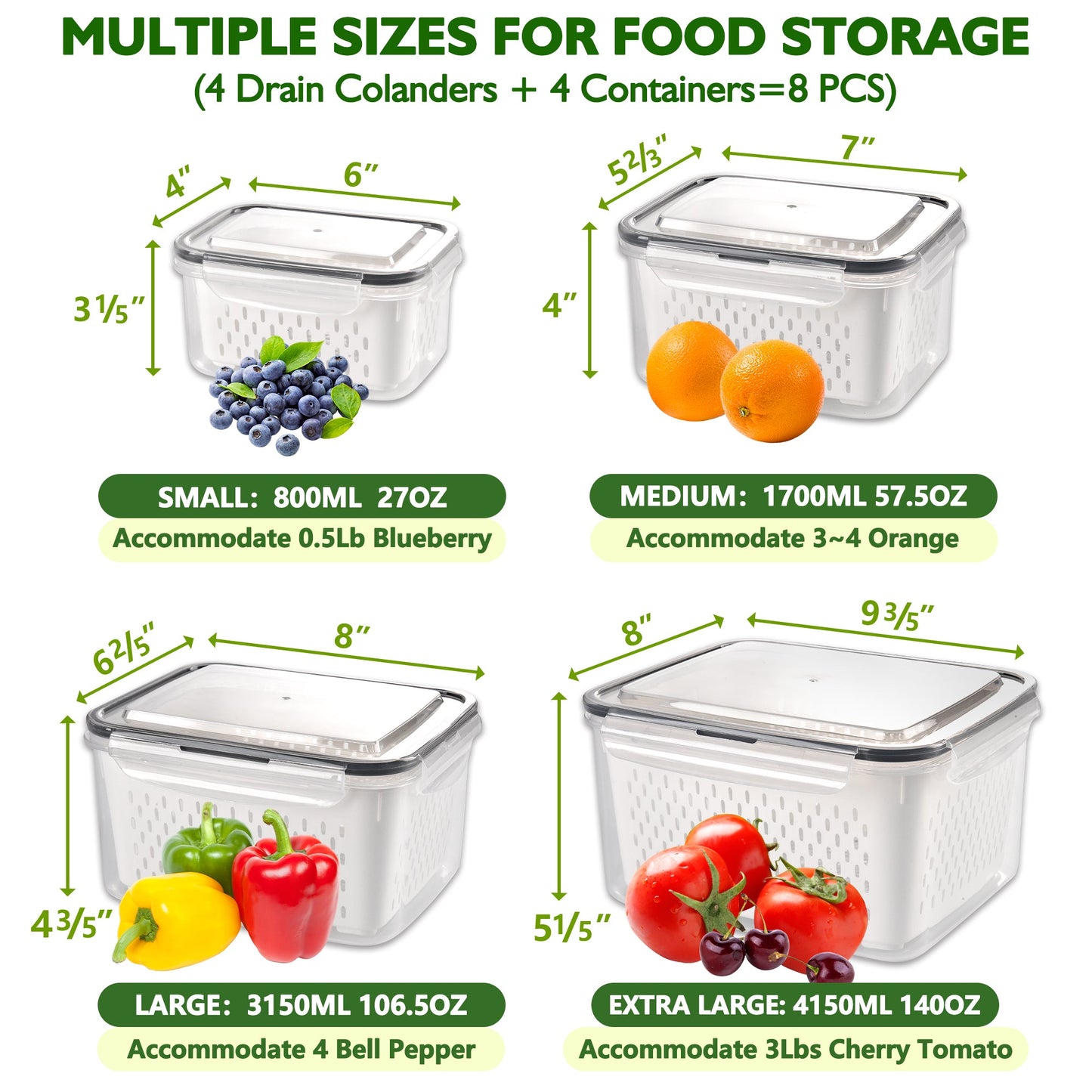 AOSION Fruit Storage Containers, Fridge Organizer