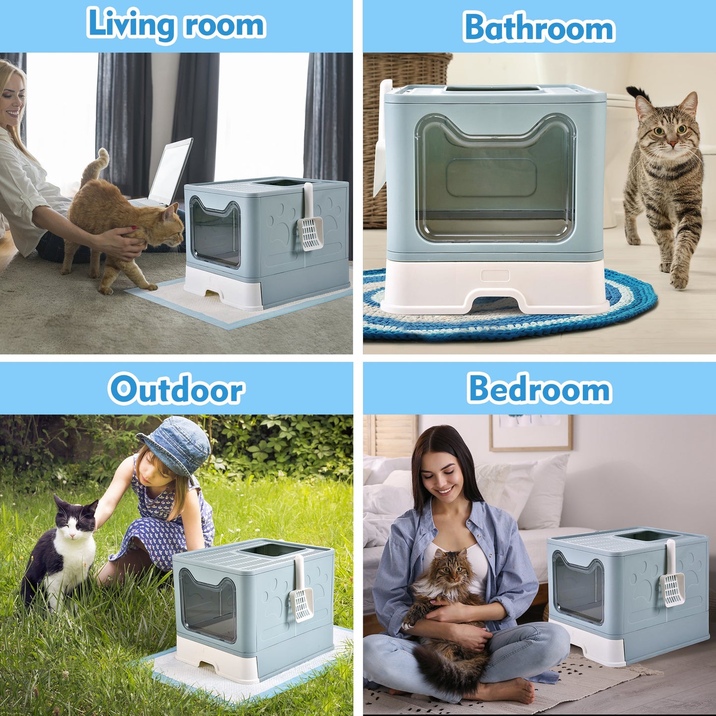 AOSION Foldable Cat Litter Box, Extra Large Litter Box