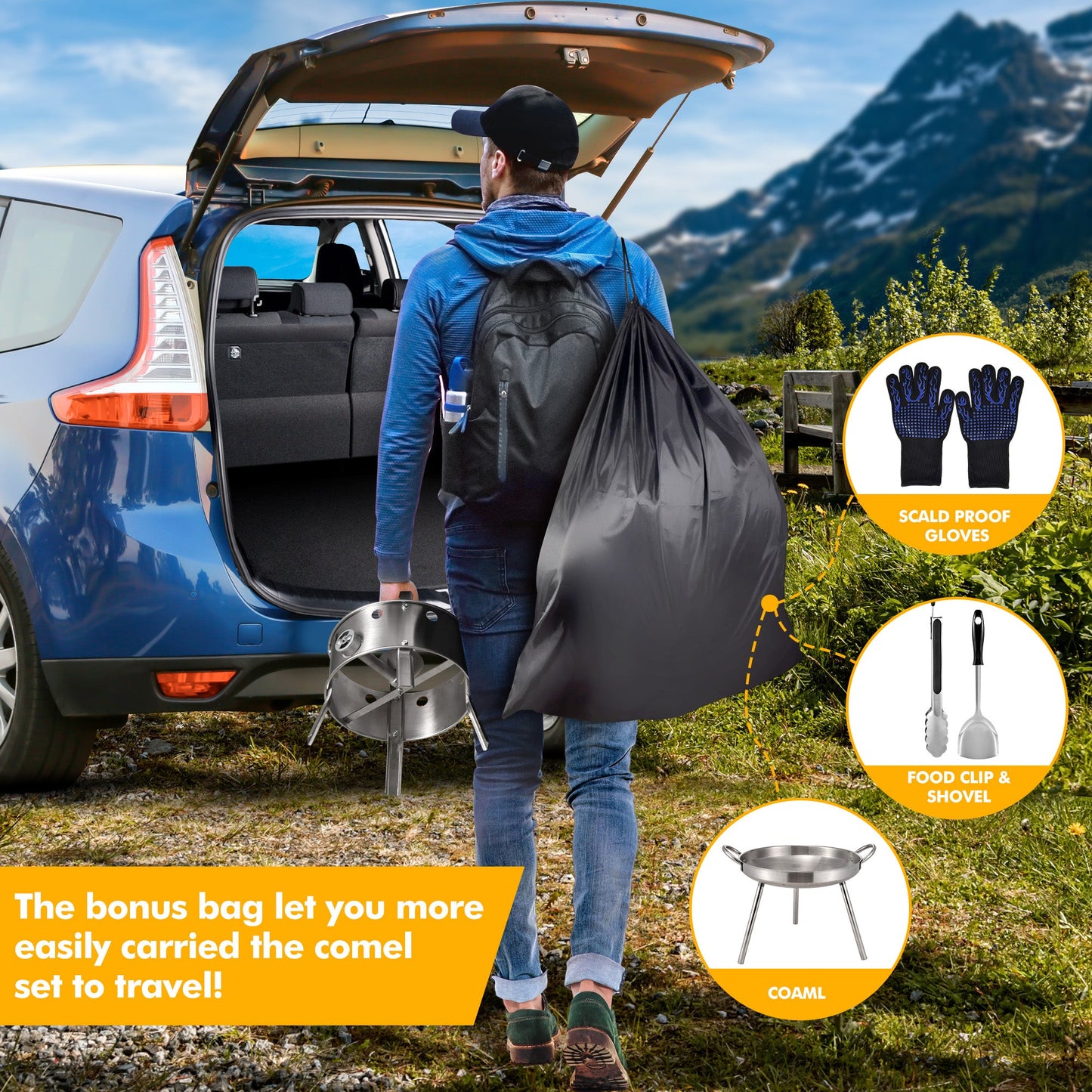 AOSION 21'' Stainless Steel Concave Comal with Propane Burner