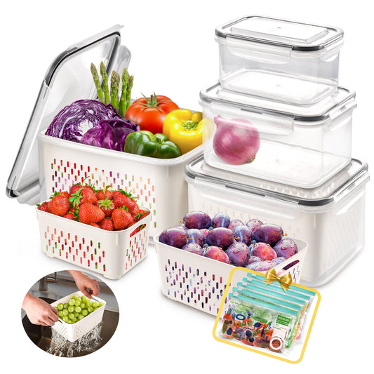 AOSION 8 Pieces Fruit Storage Containers, Fridge Organizer