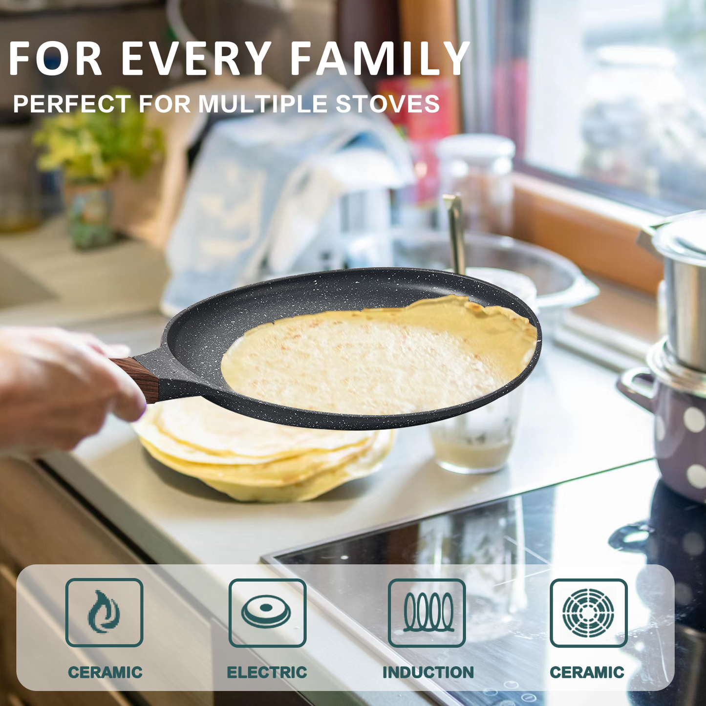 AOSION Crepe Pan,Dosa Pan Non Stick