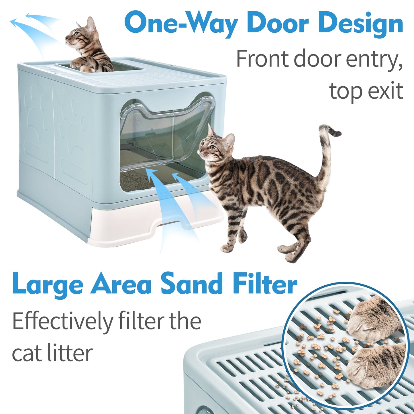 AOSION Foldable Cat Litter Box, Extra Large Litter Box