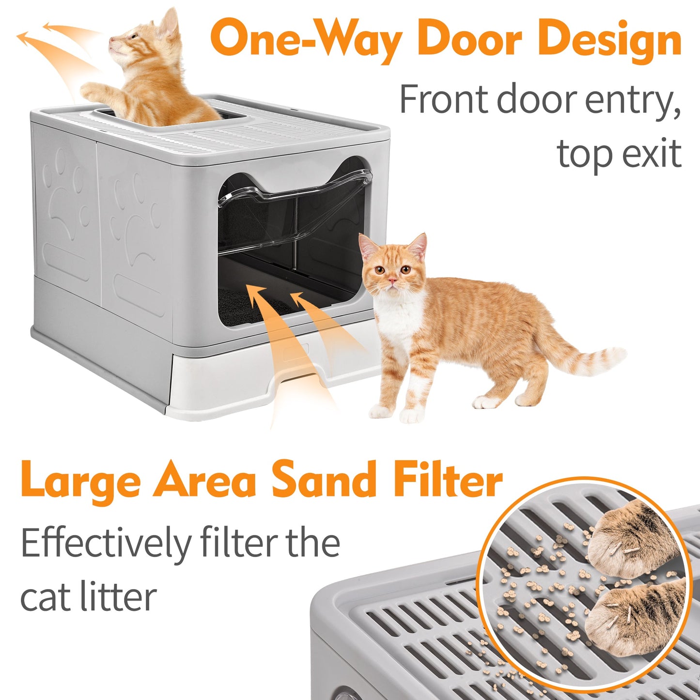 AOSION Foldable Cat Litter Box, Extra Large Litter Box