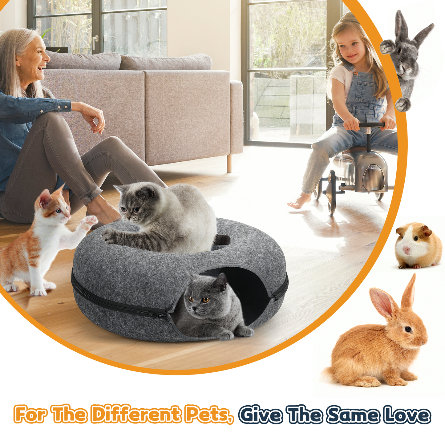 AOSION Peekaboo Cat Cave,Cat Donut Bed With Pet Blanket