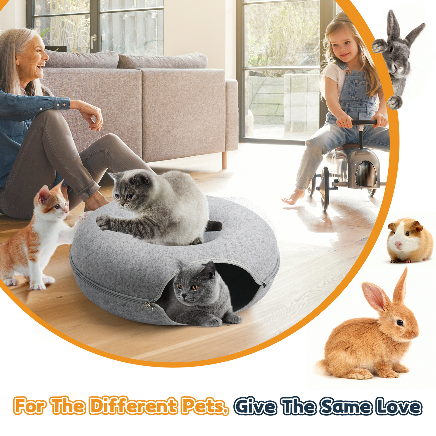 AOSION Peekaboo Cat Cave,Cat Donut Bed With Pet Blanket