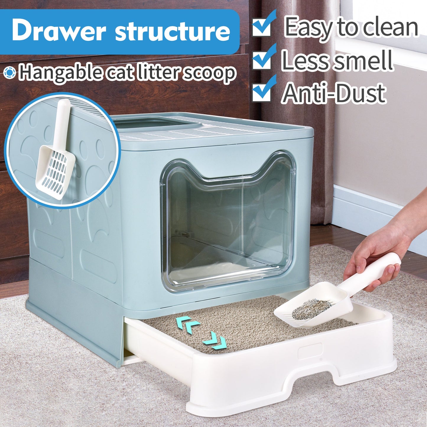 AOSION Foldable Cat Litter Box, Extra Large Litter Box
