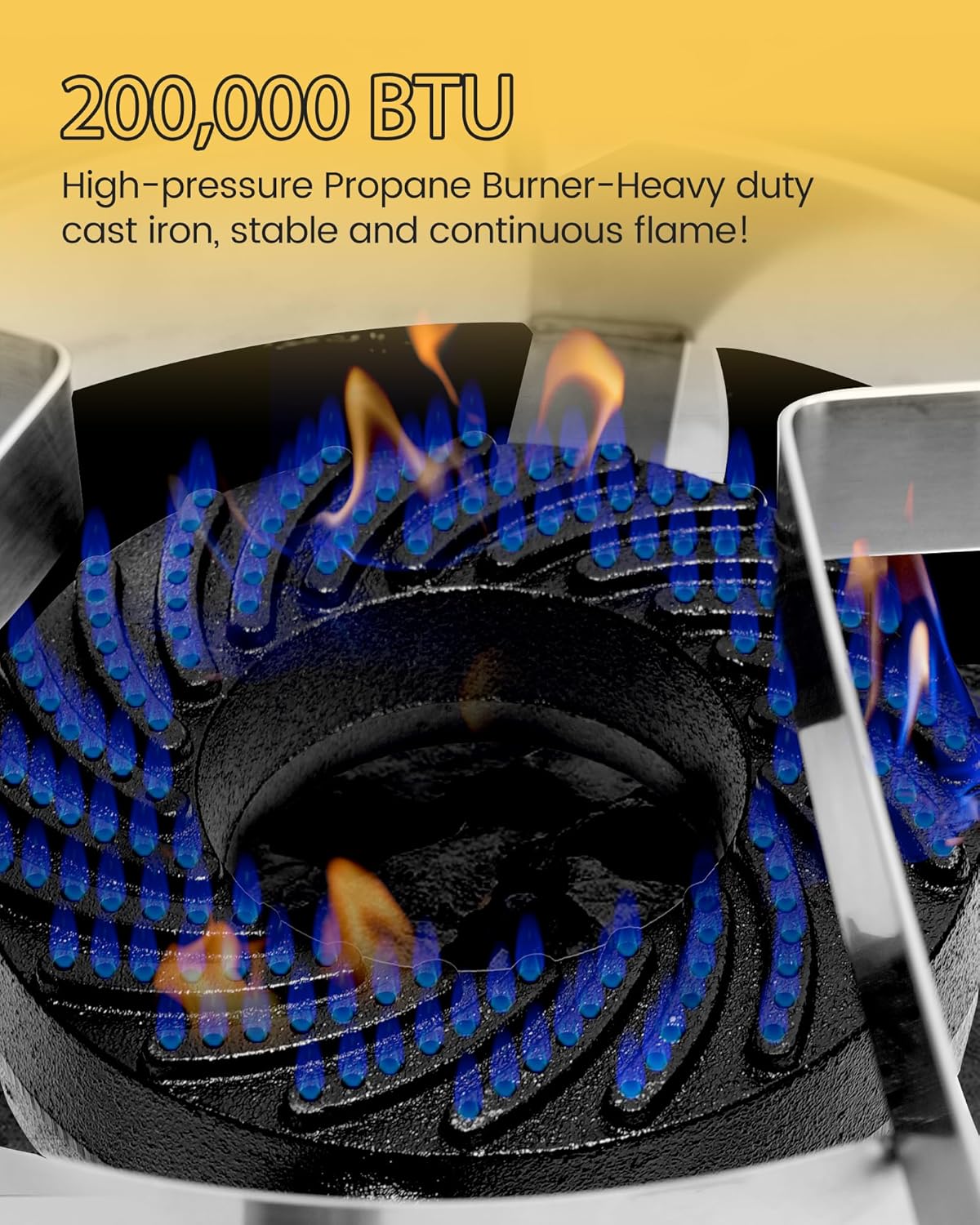 AOSION 200,000/BTU Stainless Steel Single Burner Propane Stove,Heavy Duty Outdoor Propane Burner Gas Stove Cooker,High-Pressure Outdoor Burner for Cooking for Turkey Fryer,Crawfish Boil,Home Brewing