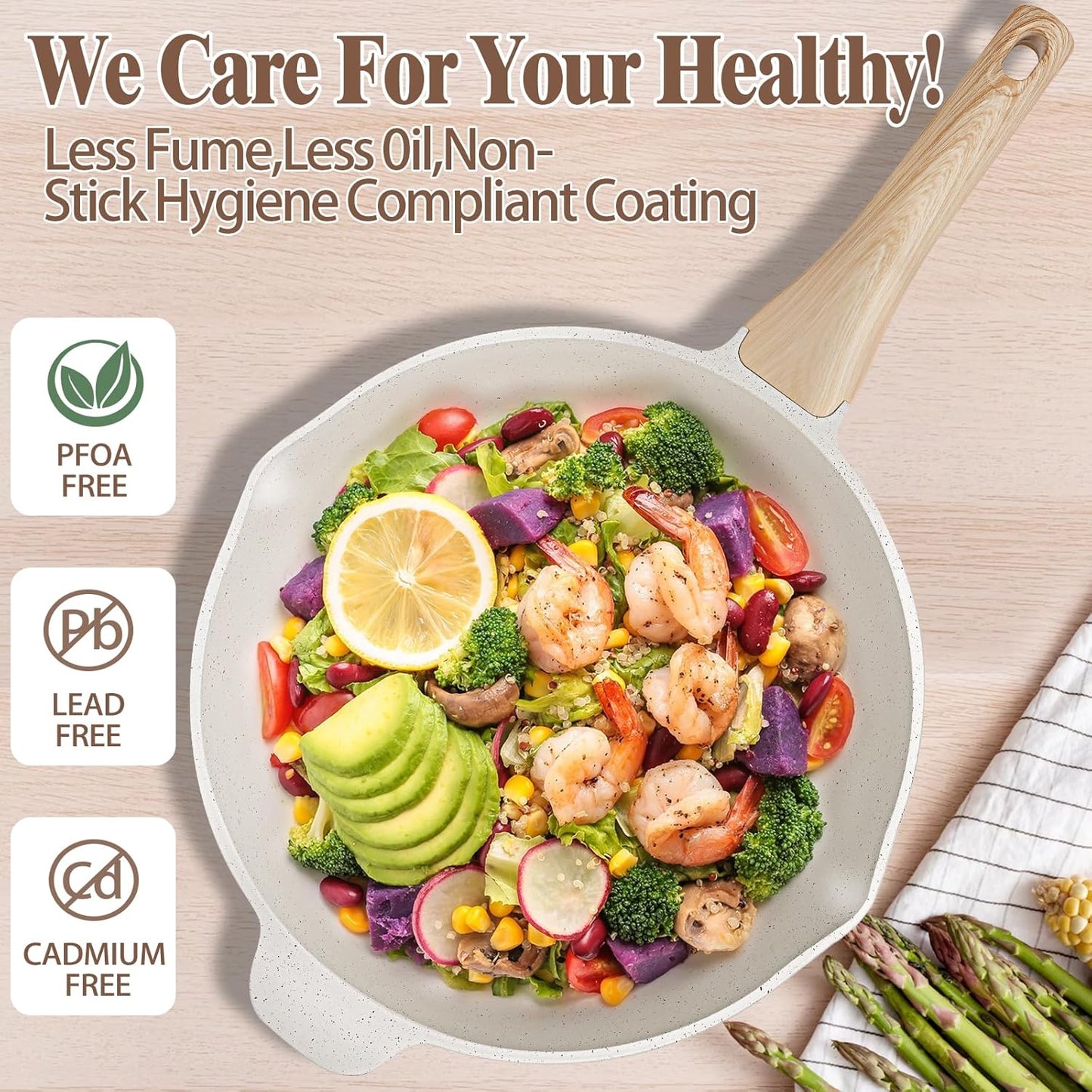 AOSION 11 Inch Nonstick Ceramic Deep Frying Pan Skille with Lid,5QT Sauté Pan for Cooking with Steam Rack,Healthy Large Skillet,Stay Cool Handle, Induction Compatible, PFOA & PFAS Free