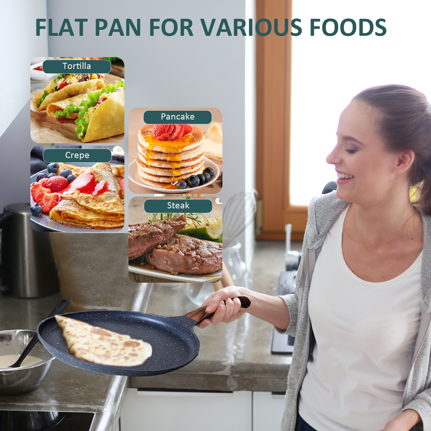 AOSION Crepe Pan,Dosa Pan Non Stick