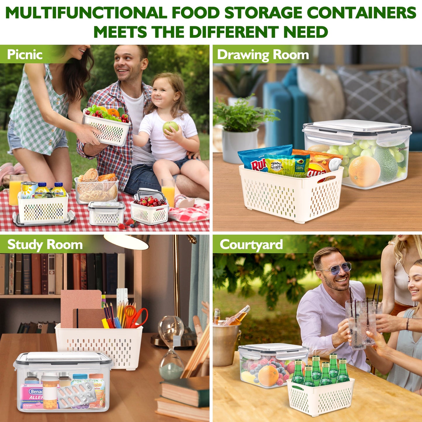 AOSION Fruit Storage Containers, Fridge Organizer