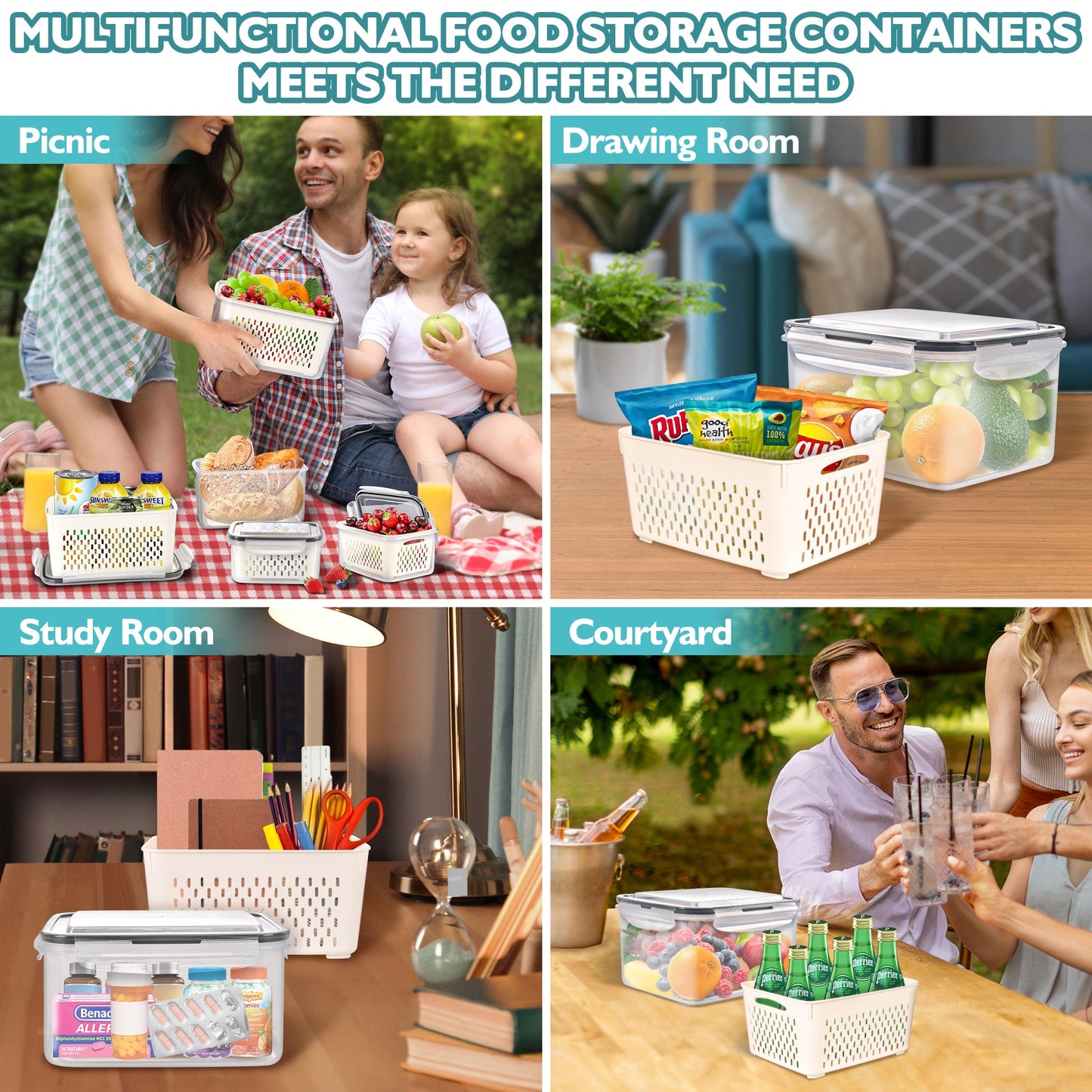 AOSION 8 Pieces Fruit Storage Containers, Fridge Organizer