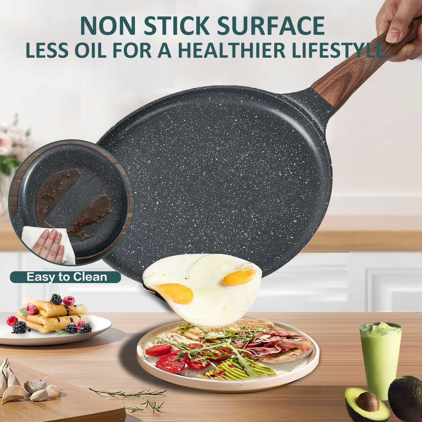 AOSION Crepe Pan,Dosa Pan Non Stick