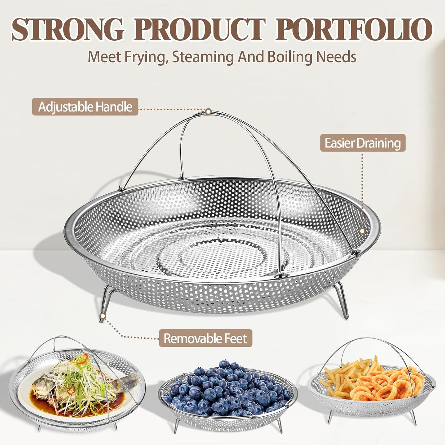 AOSION 11 Inch Nonstick Ceramic Deep Frying Pan Skille with Lid,5QT Sauté Pan for Cooking with Steam Rack,Healthy Large Skillet,Stay Cool Handle, Induction Compatible, PFOA & PFAS Free