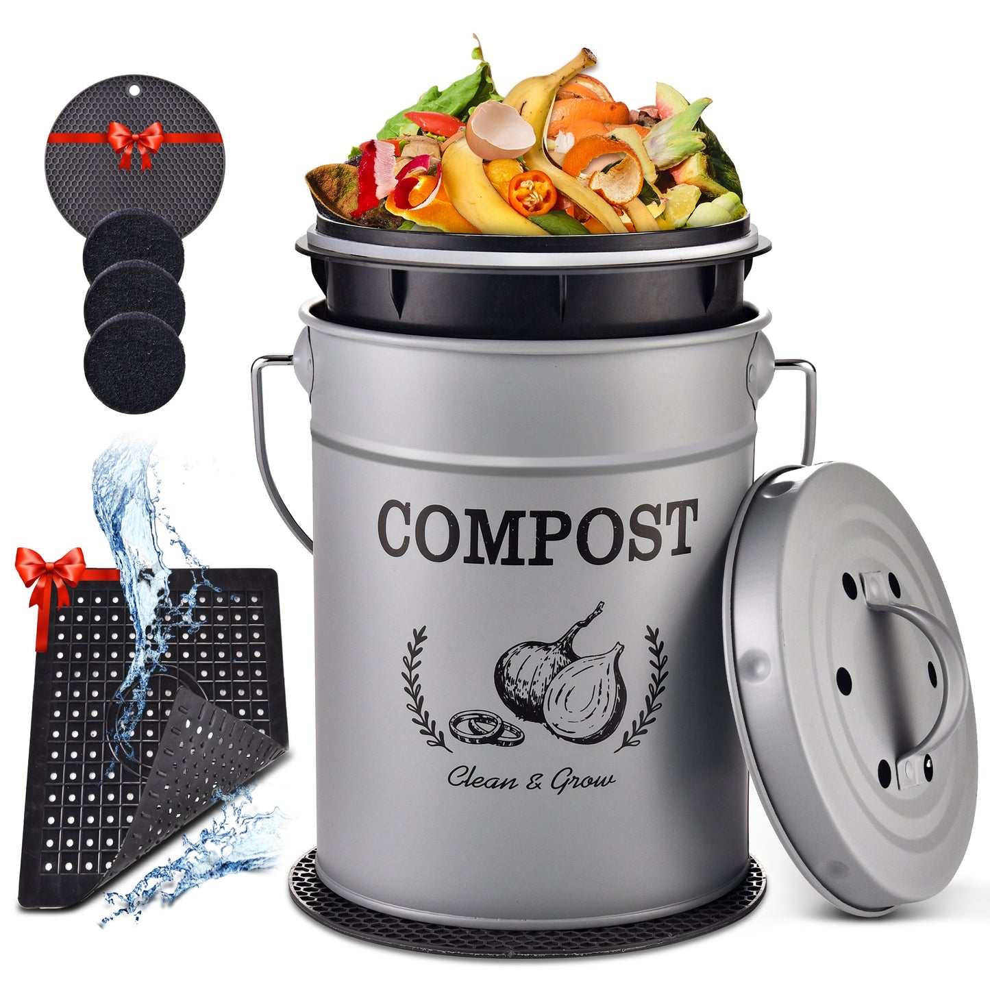AOSION Compost Bucket, Kitchen Compost Bin