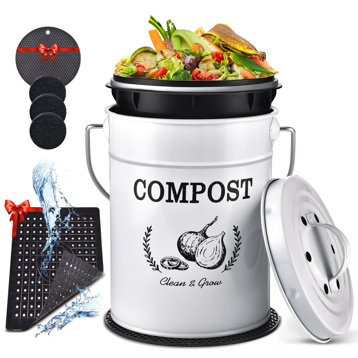 AOSION Compost Bucket, Kitchen Compost Bin