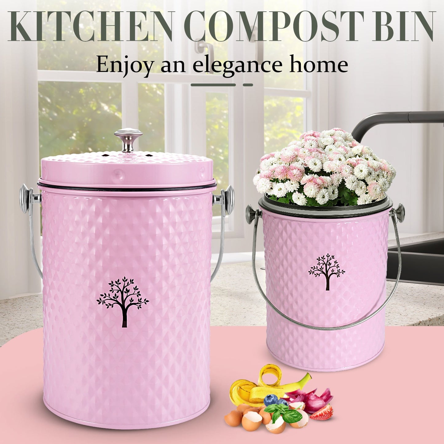 AOIOSN Countertop Compost Bin Kitchen，Odorless Indoor Compost Bin
