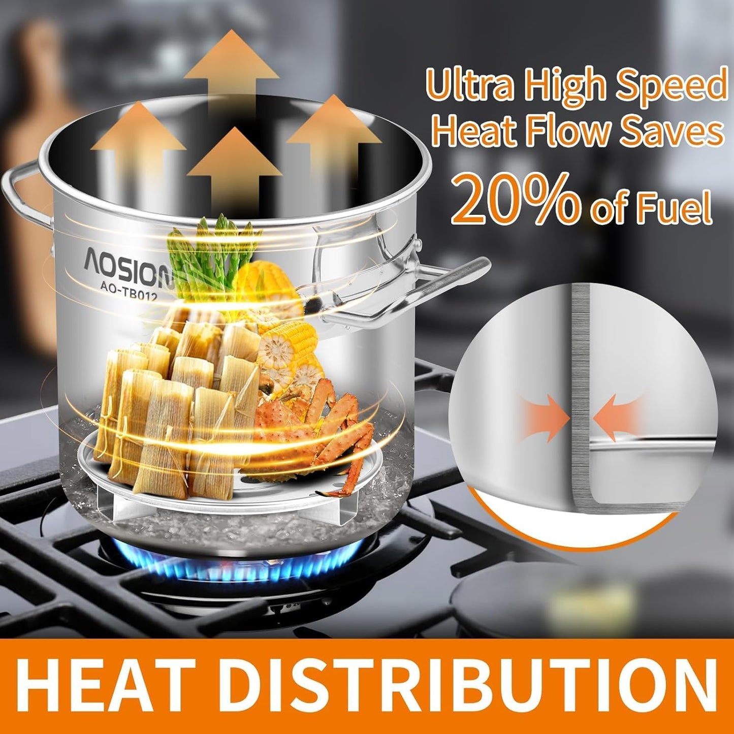 AOSlON 12 Quart Stock Pot with Lid, Stainless Steel Cooking Pot, Large Tamale Soup Pot, Pasta pot with Deep Fryer & Steam Rack for Seafood, Pasta, Dishwasher & Oven Safe