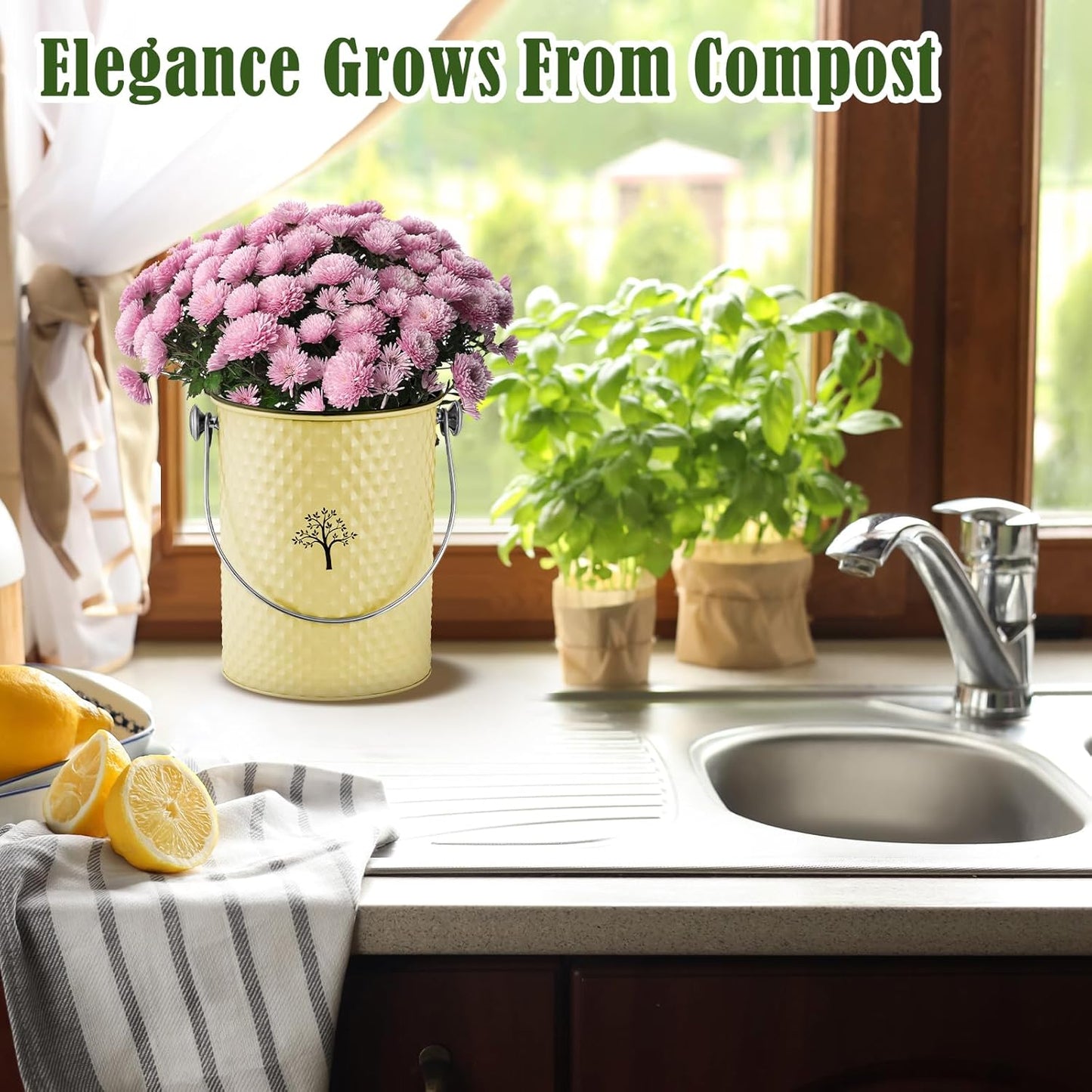 AOSION Countertop Compost Bin Kitchen,Odorless Indoor Compost Bin