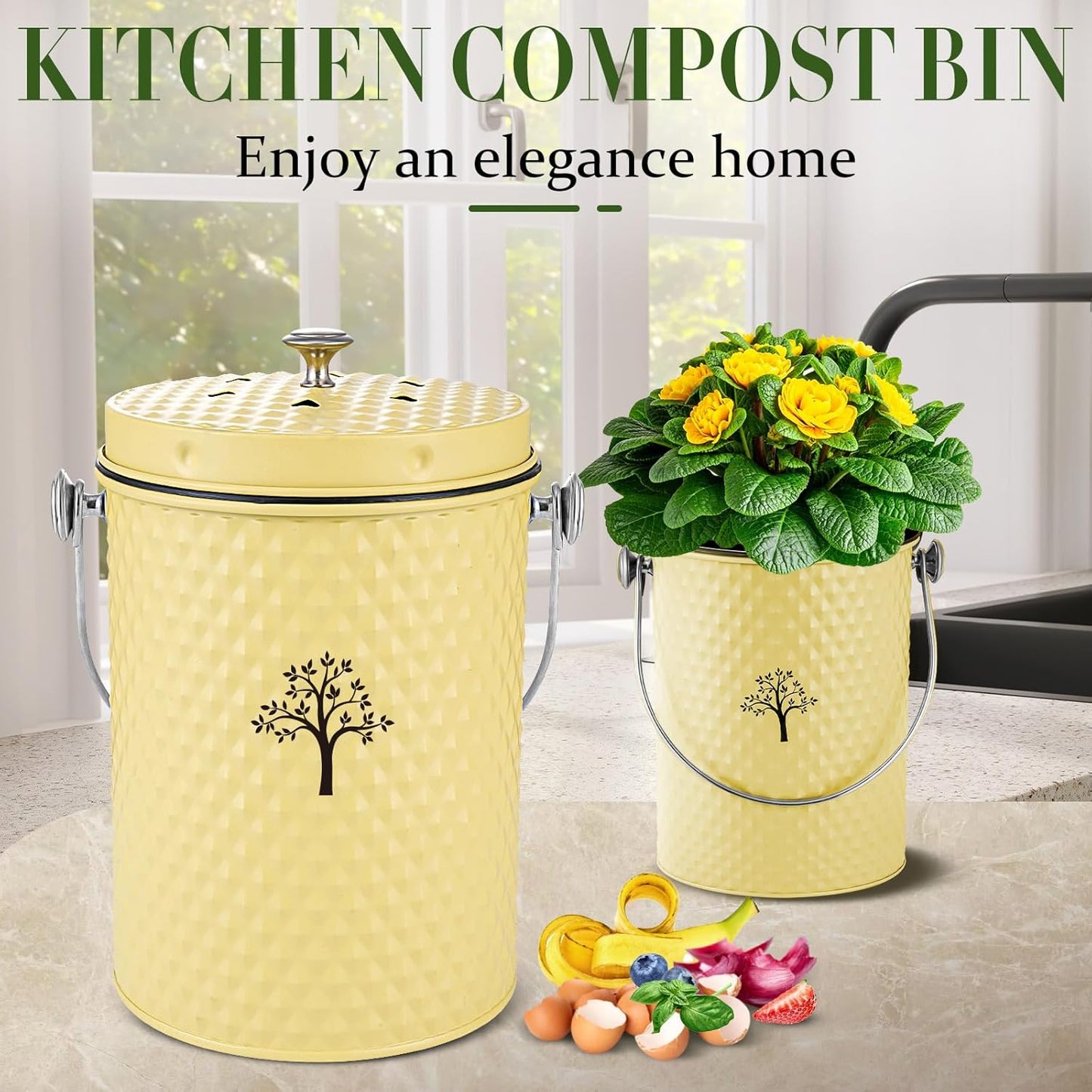AOSION Countertop Compost Bin Kitchen,Odorless Indoor Compost Bin