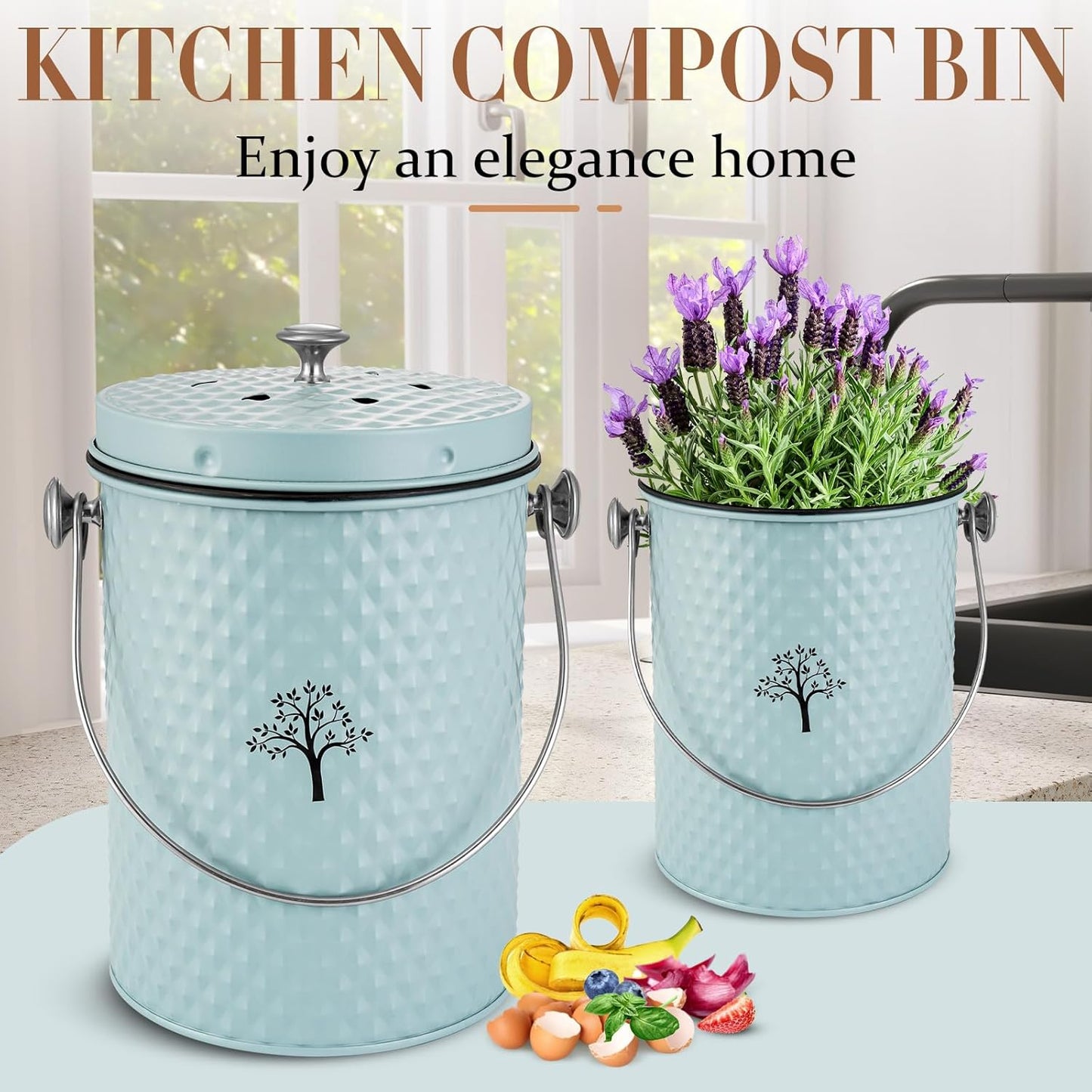 AOSION Countertop Compost Bin Kitchen,Odorless Indoor Compost Bin