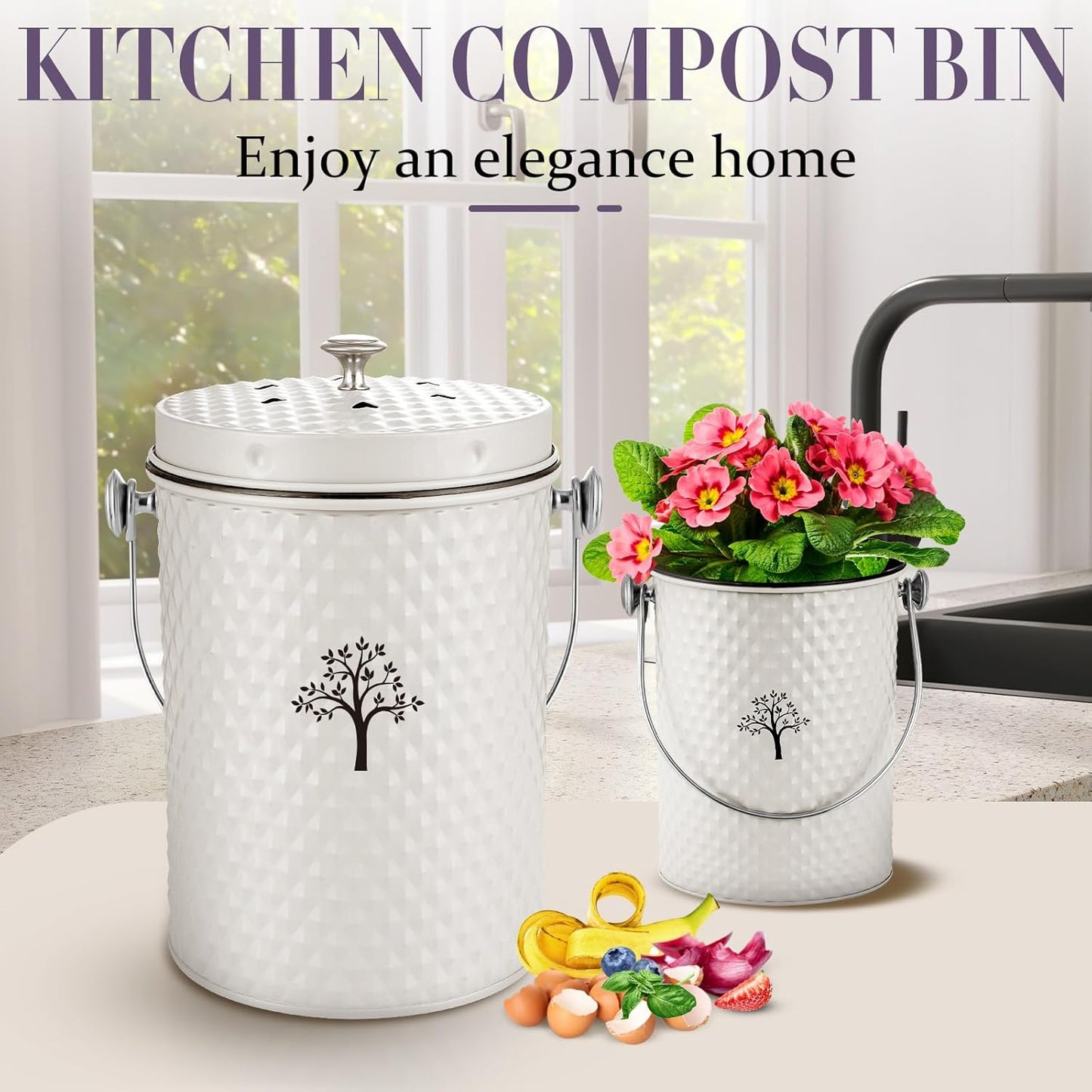 AOSION Countertop Compost Bin Kitchen,Odorless Indoor Compost Bin