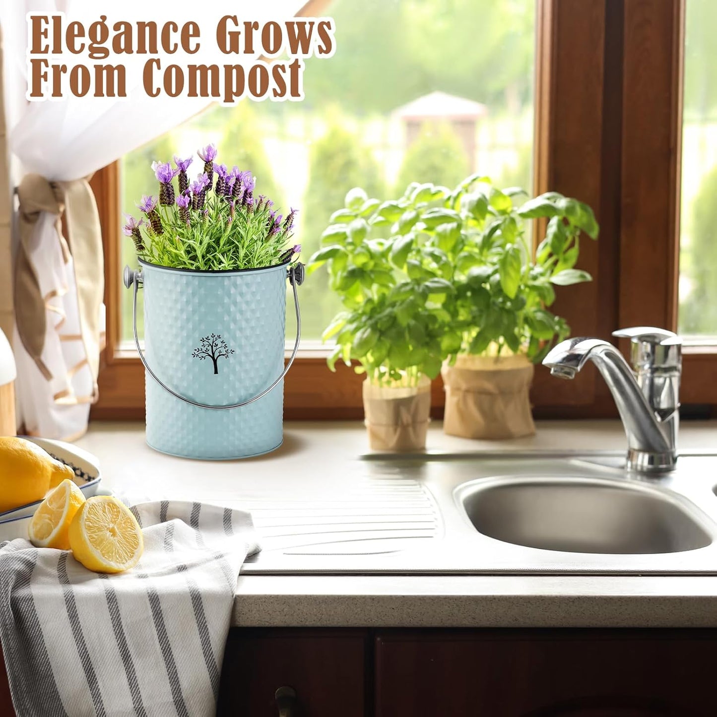 AOSION Countertop Compost Bin Kitchen,Odorless Indoor Compost Bin