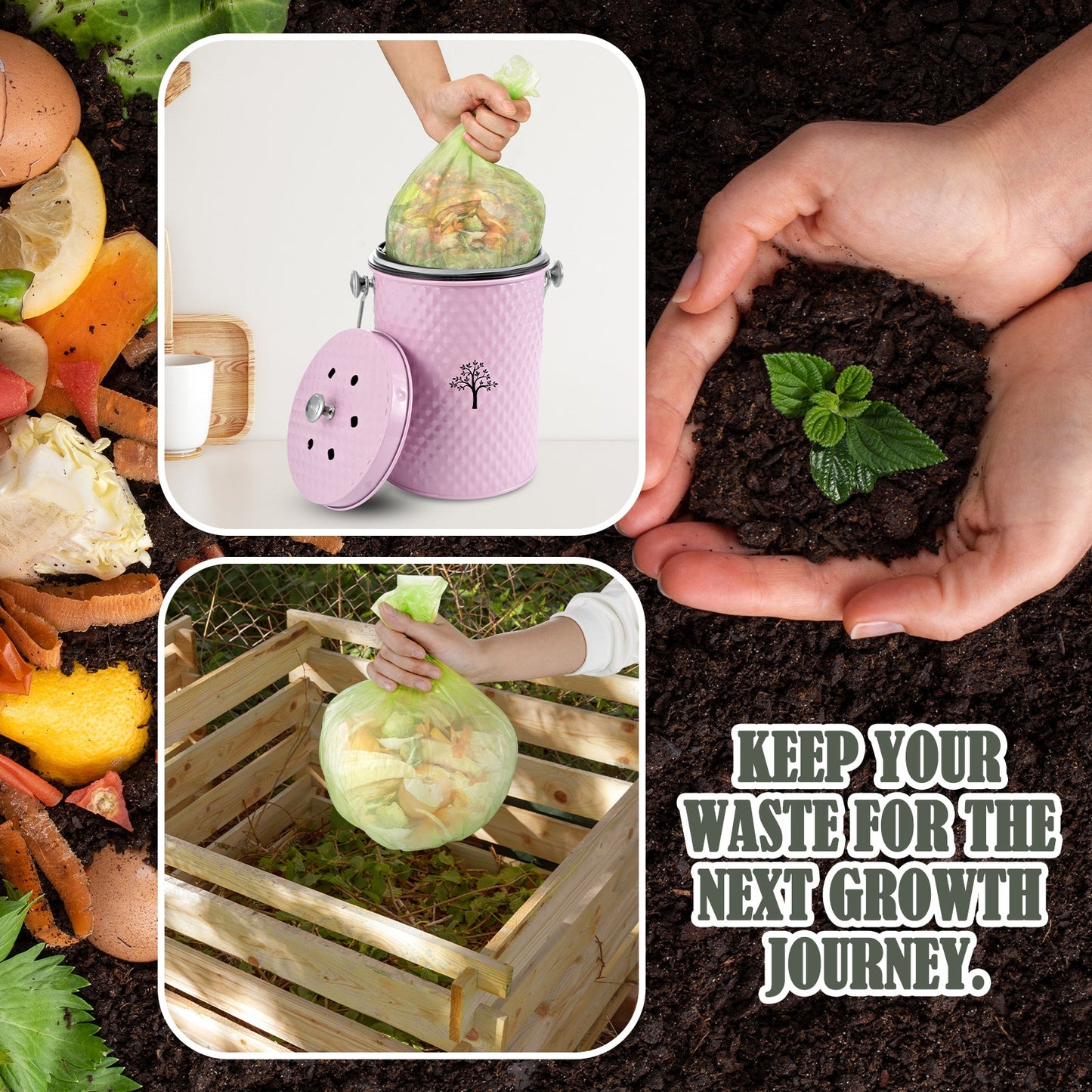 AOIOSN Countertop Compost Bin Kitchen，Odorless Indoor Compost Bin