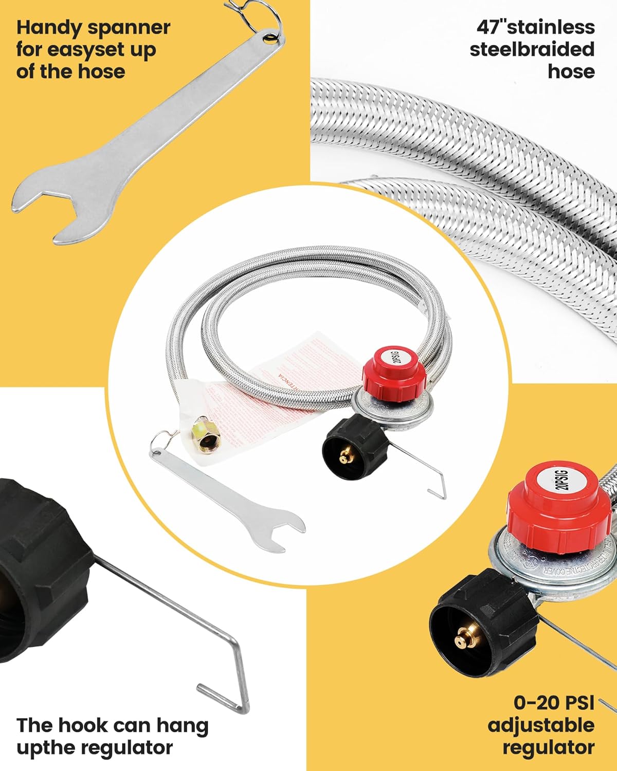 AOSION 200,000/BTU Stainless Steel Single Burner Propane Stove,Heavy Duty Outdoor Propane Burner Gas Stove Cooker,High-Pressure Outdoor Burner for Cooking for Turkey Fryer,Crawfish Boil,Home Brewing