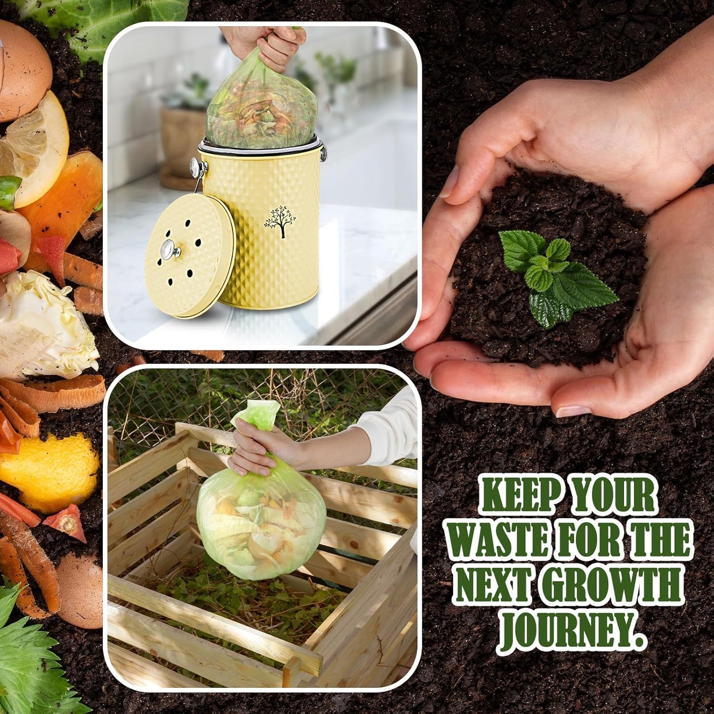 AOSION Countertop Compost Bin Kitchen,Odorless Indoor Compost Bin