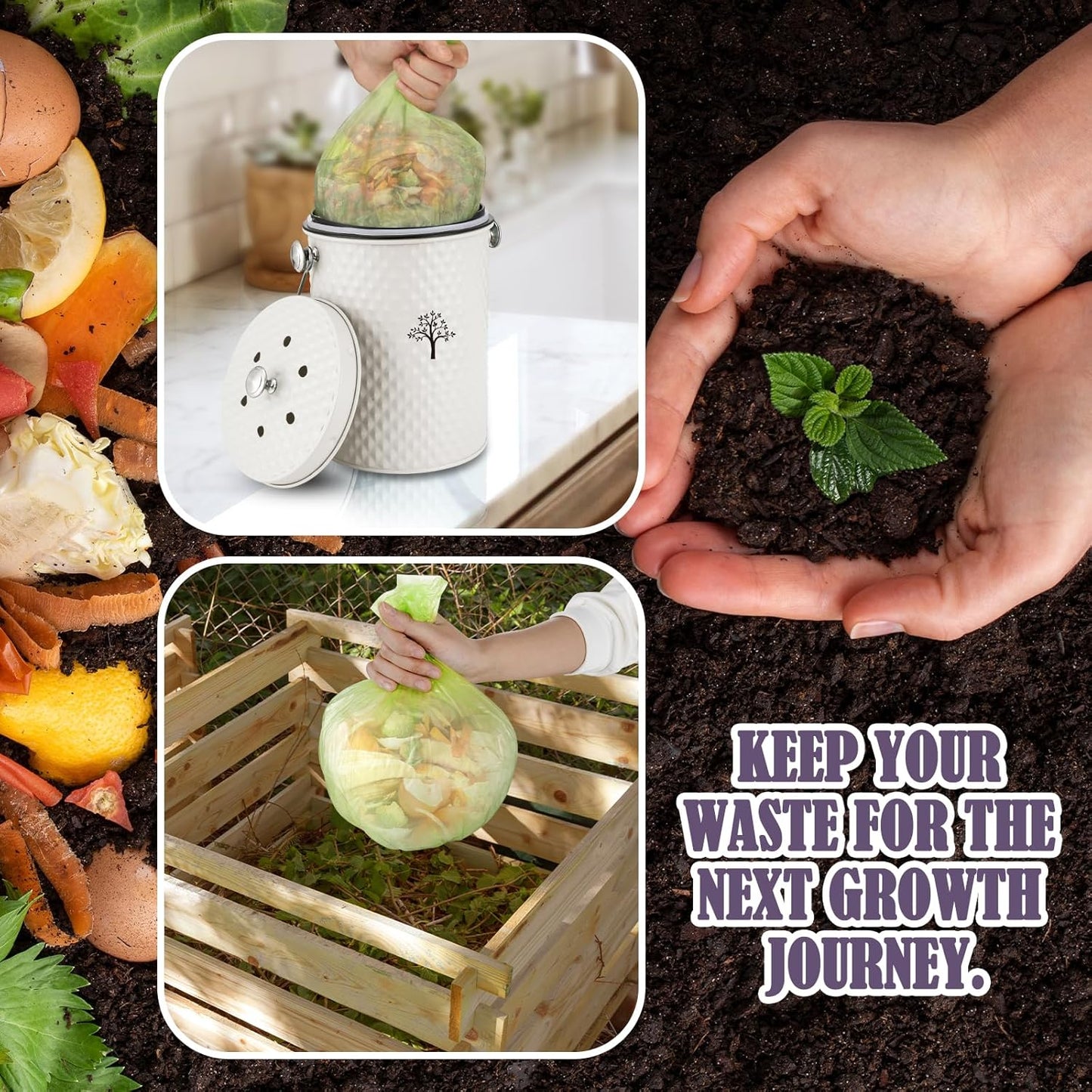 AOSION Countertop Compost Bin Kitchen,Odorless Indoor Compost Bin