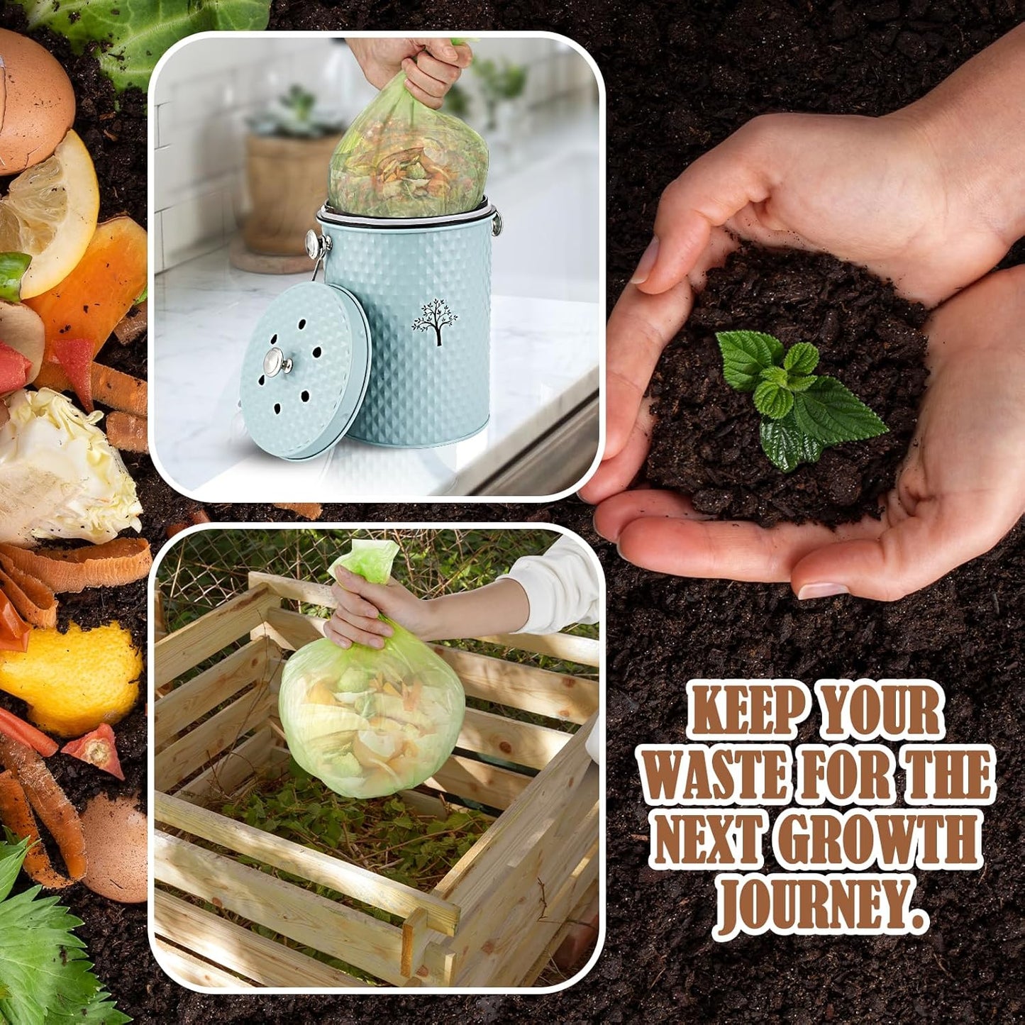 AOSION Countertop Compost Bin Kitchen,Odorless Indoor Compost Bin