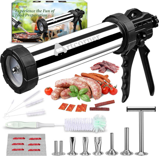 Artcorner Professional Jerky Gun for Ground Meat | 2.0LB Capacity Jerky Maker Kit with 5 Attachments