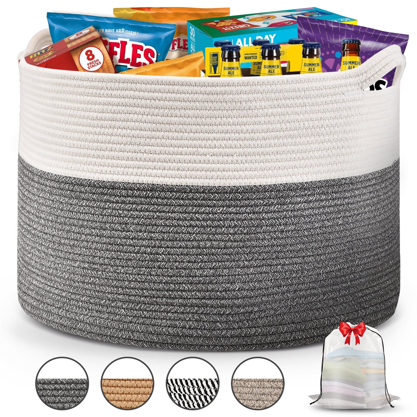 AOSION Blanket Basket, Rope Basket for Bathroom Bedroom