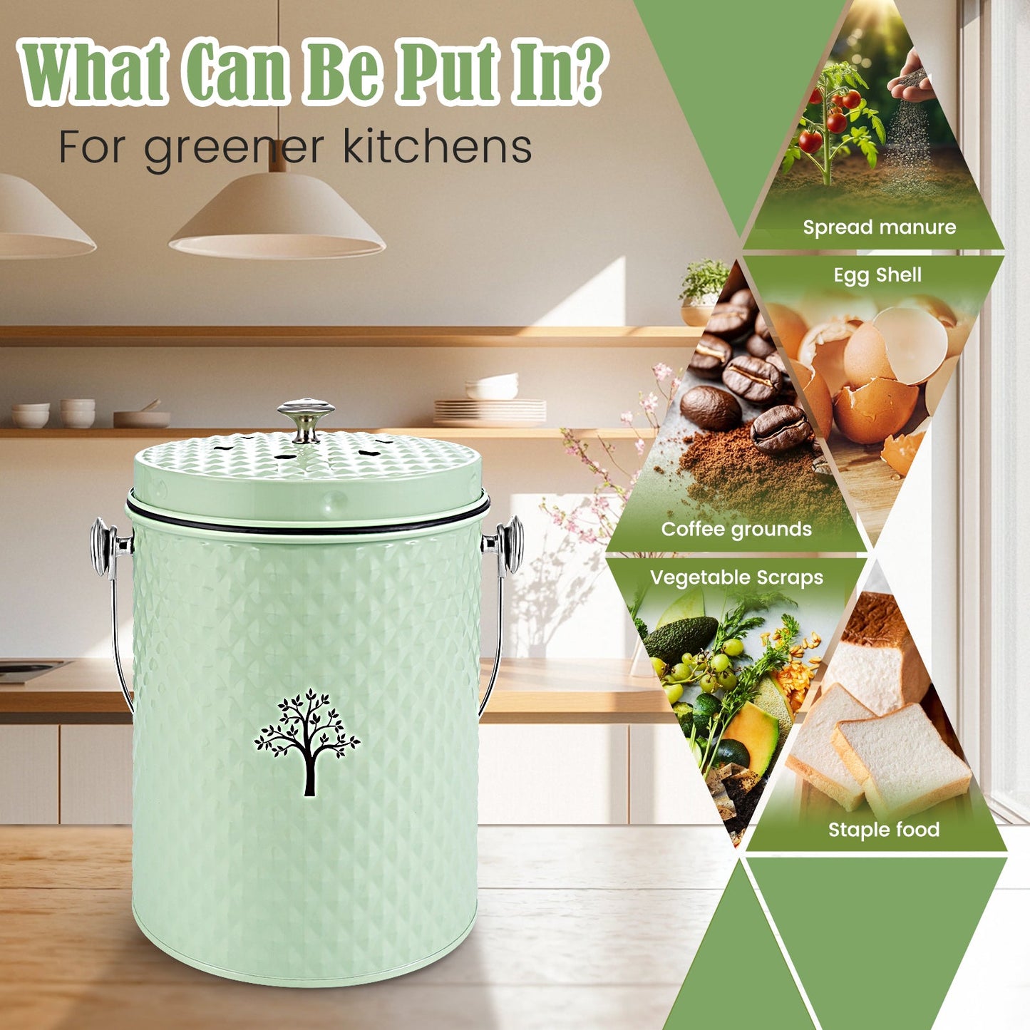 AOIOSN Countertop Compost Bin Kitchen，Odorless Indoor Compost Bin