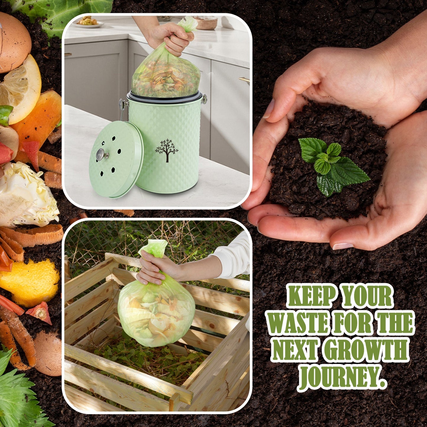 AOIOSN Countertop Compost Bin Kitchen，Odorless Indoor Compost Bin