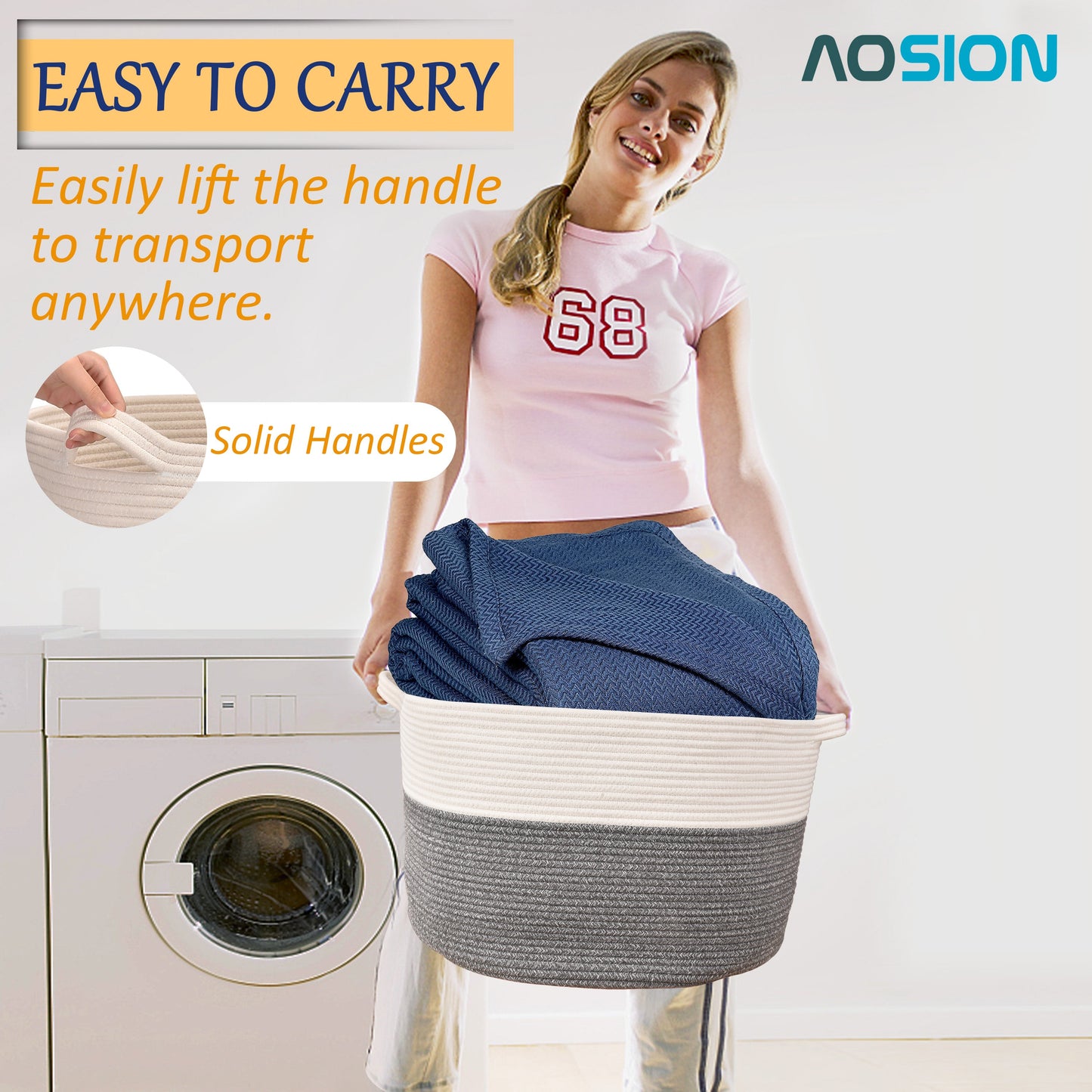 AOSION Blanket Basket, Rope Basket for Bathroom Bedroom